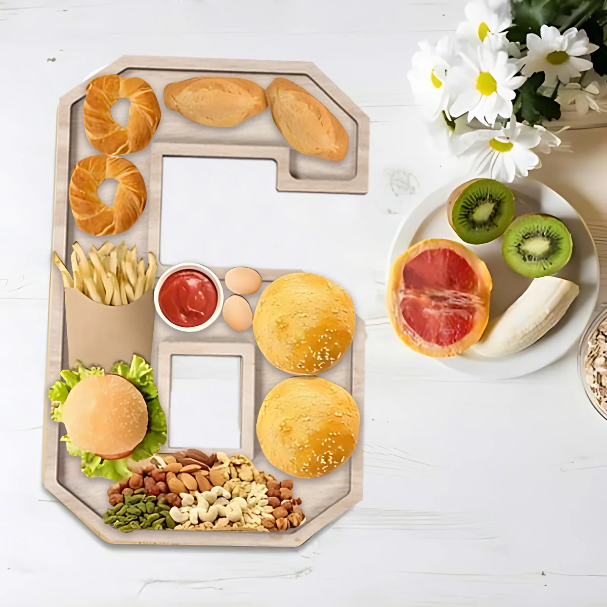 Number Candy Box Letter Snack Box Creative Fruit Platter Dim Sum Plate Paper For Birthday Anniversary Party Candy Container storage box