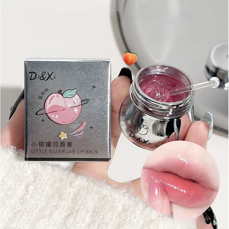 Small silver jar lip balm soft lip protection jelly moisturizing non-greasy fading lip lines moisturizing before makeup