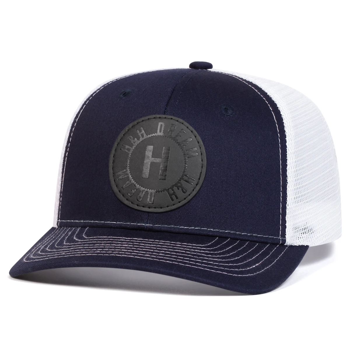 Unisex H Runde Baseballkappen mit Lederetikett für Frühling und Sommer, verstellbare Freizeithüte für den Außenbereich, Sonnenschutzhut – Detail 6