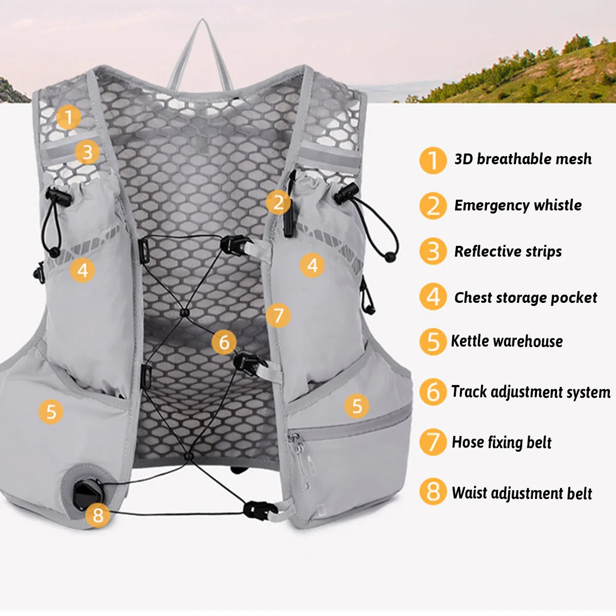 New 2L Cycling Hydration Backpack Lightweight Riding Vest Pack for Outdoor Running Camping Mountaineering Hunting Equipment