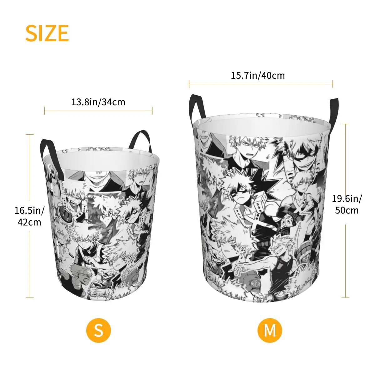 Custom Katsuki Bakugo Anime Laundry Basket Collapsible Manga Boku No Hero Academia Clothing Hamper Toys Organizer Storage Bins 6