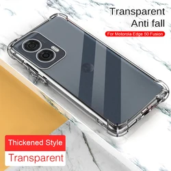 Clear Camera Protection Shockproof Bumper Case - Airbag TPU Soft Cover for Motorola Edge 50 Fusion 5G (Transparent)