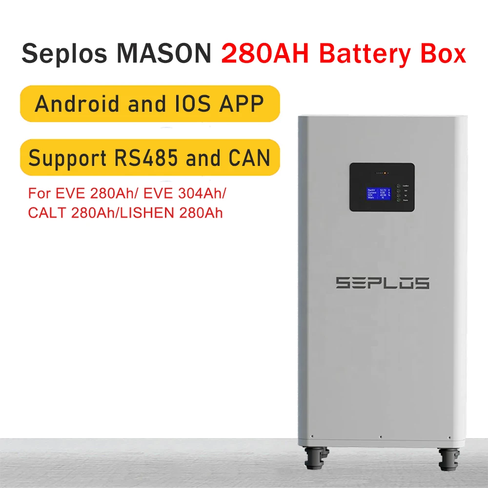 Seplos 48V 14.3Kwh 280Ah Lifepo4 Batteria Al Litio Fosfato Kit Fai Da Te Set Custodia Assemblare Scatola Senza Celle