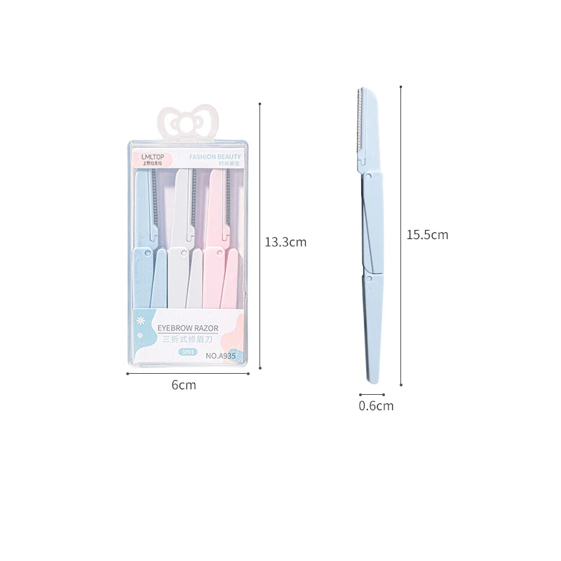 3Pcs/set Makeup Tools Eyebrow Trimmer Razor Remover Foldable Blade Safe Eyebrows Shaper Trimming Knife for Women