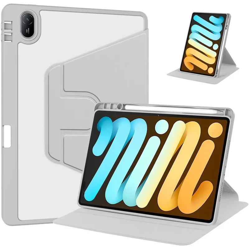 360 Rotating Acrylic iPad Mini Case with Pencil Holder, 8.3'' Cover