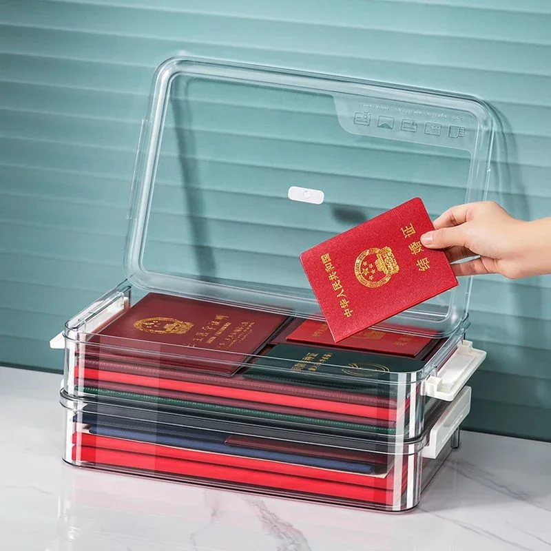 휴대용 플라스틱 대용량 문서 보관함, A4 투명 보관함, 쥬얼리 보관 케이스, 학교 가정 사무실 용품