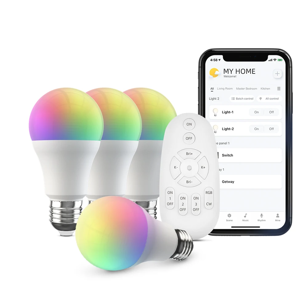 Broadlink Ble Smart Bulb Lb4E26/27, Cambia Colore Con Sincronizzazione Musicale, A19/E26/9W/800Lm, Funziona Con Alexa E Google Home