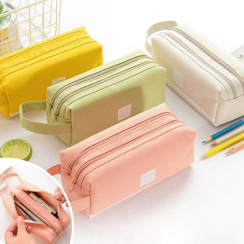 Double layer Oxford cloth pencil case portable zipper pencil case