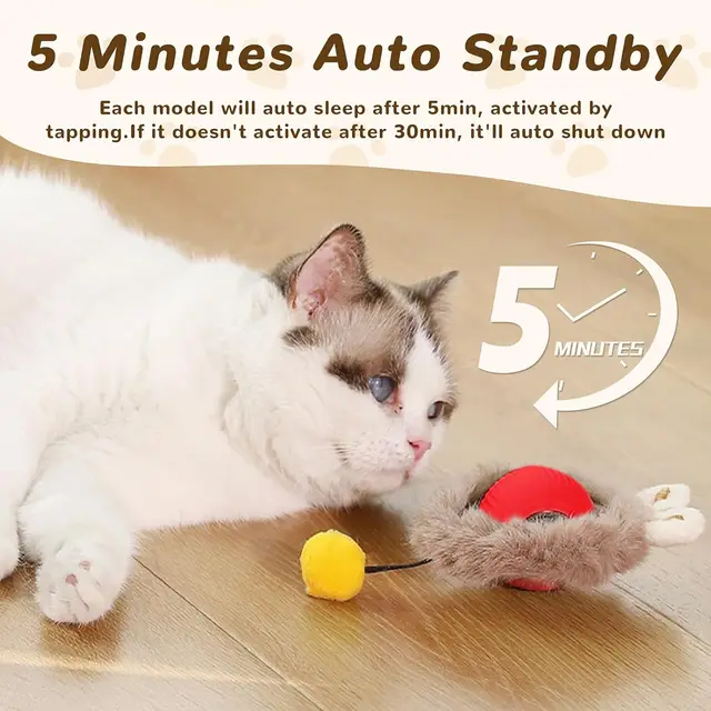 Cat Interactive ball Toy, Automatic Rolling Ball with Tail, Rechargeable Smart Pet Interactive Toy, Intelligent toy for Cat 3