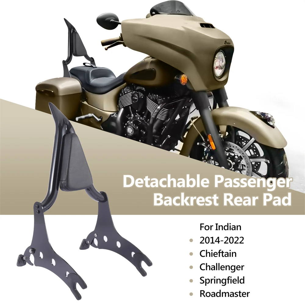 Per Indian 2014-2023 Chieftain Dark Horse Roadmaster Springfield Challenger Nero Staccabile Schienale Passeggero Posteriore Sissy Bar