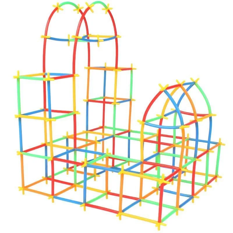 Straw Builder Interlocking Plastic Toys - Construction Engineering Fine Tube Building Blocks Creative Play Toys for Kids - 2
