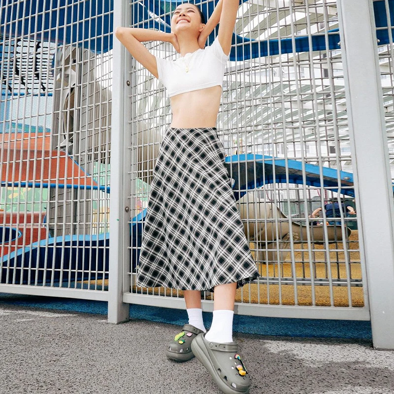 

Lygens Plaid Print Zipper Side Low Waist Midi Long Skirts Y2K Streetwear Party Club Sporty 2023 New Wholesale Casual Clothing