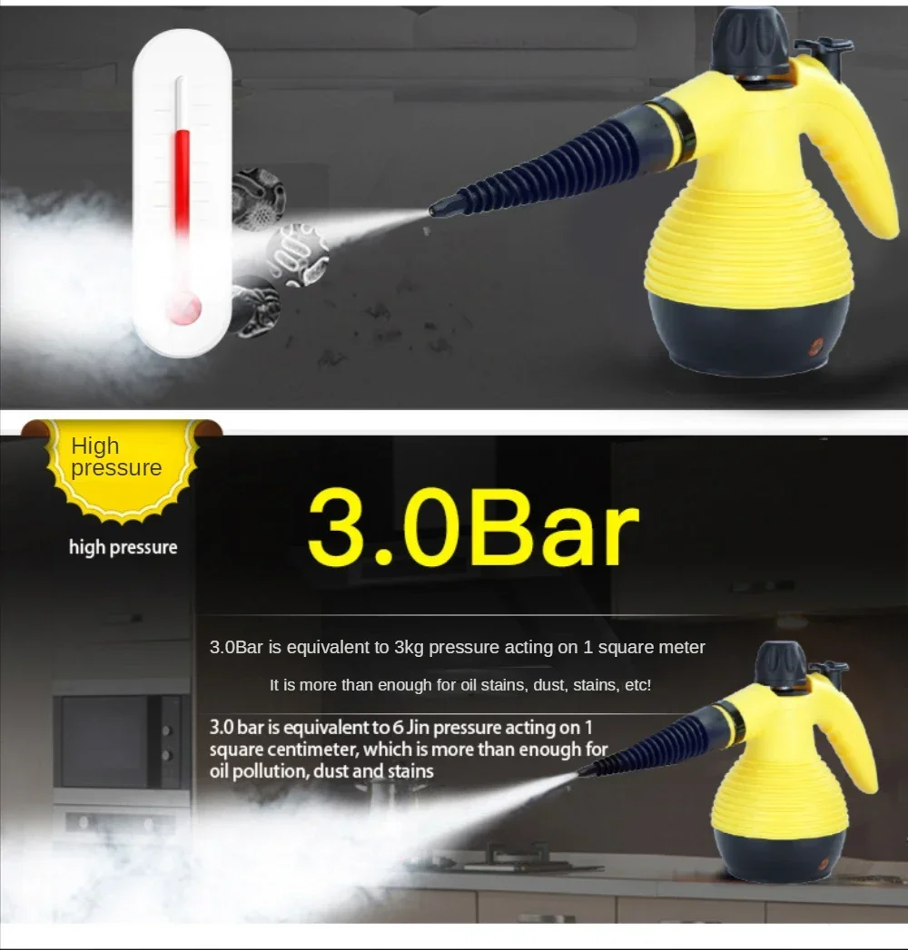 Handheld Steam Cleaner Washing Machine 1000W High Temperature High Pressure Car Steam Cleaner for Kitchen Car Grime Window Clean 5