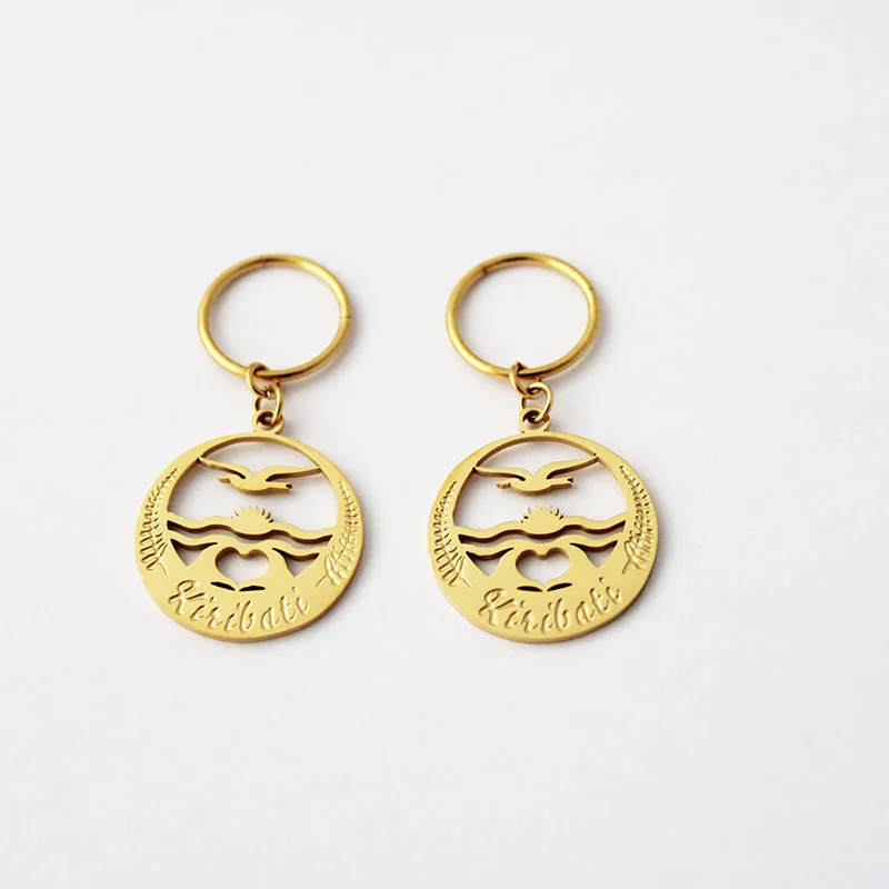 2022  Kiribati Flag Earrings for Women Girls 24K Gold Color Stainless Steel  Jewelry Gift 2