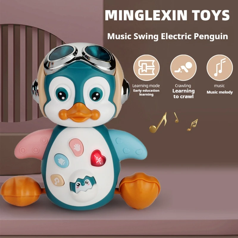 Musical penguin toy Musical Penguin Baby Crawling Toys Infant Moving Walking Dancing Toys with Light Toddler Interactive Development Tummy Time Gift