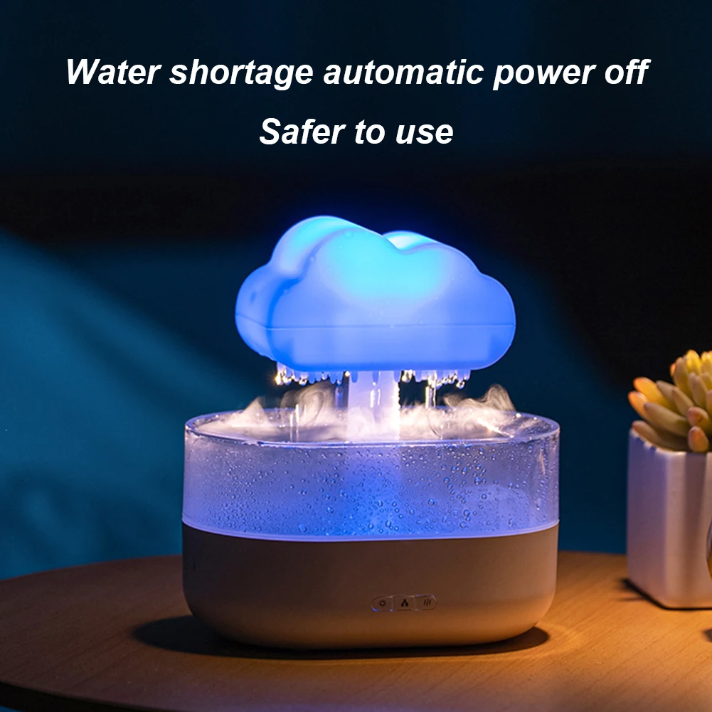 Water Drops Sounds Diffuser Stress Relief Rain Cloud Night Light Rechargable 7 Colors Home Bedroom Desk Decoration