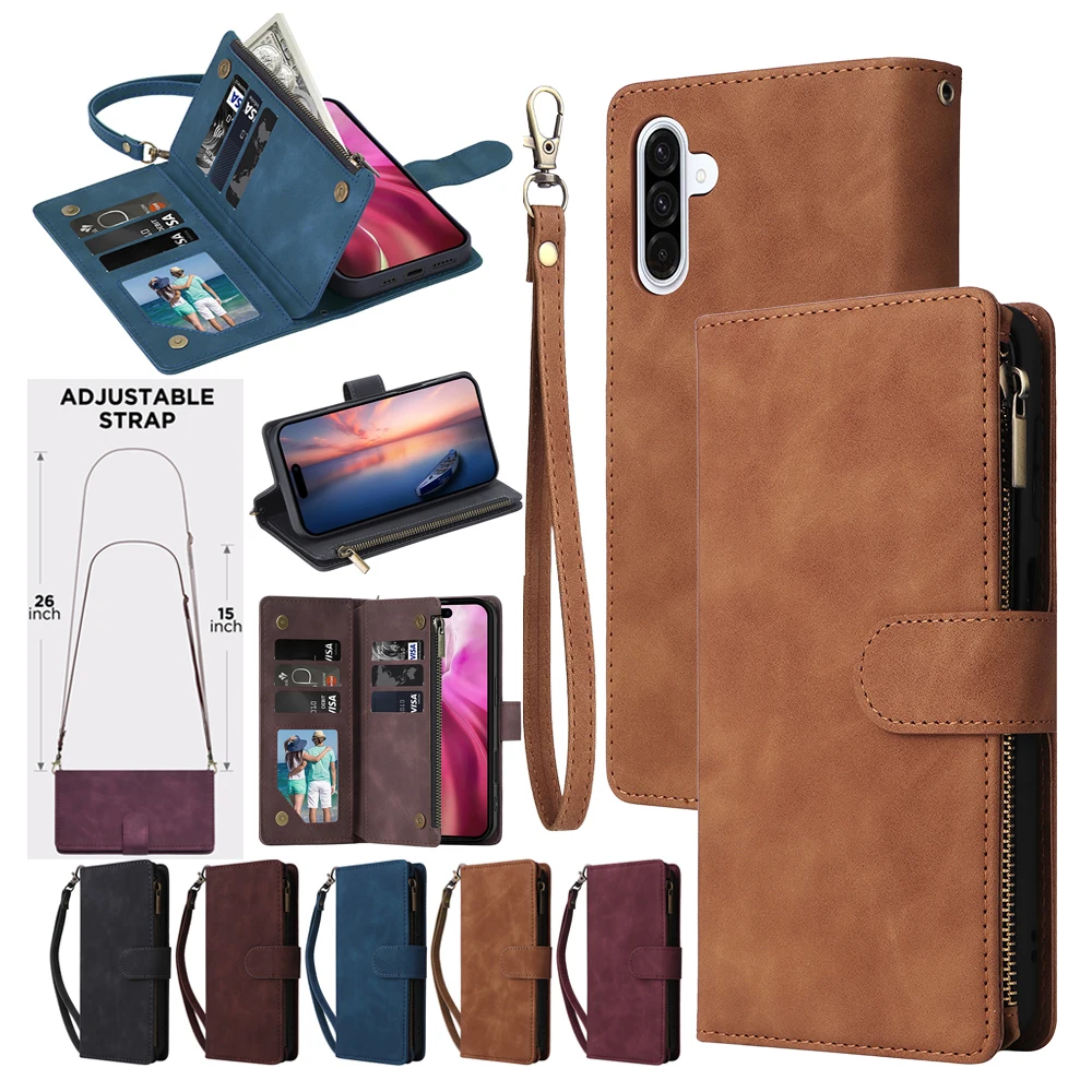 Lanyard Zipper Wallet Leather Phone Case Cover