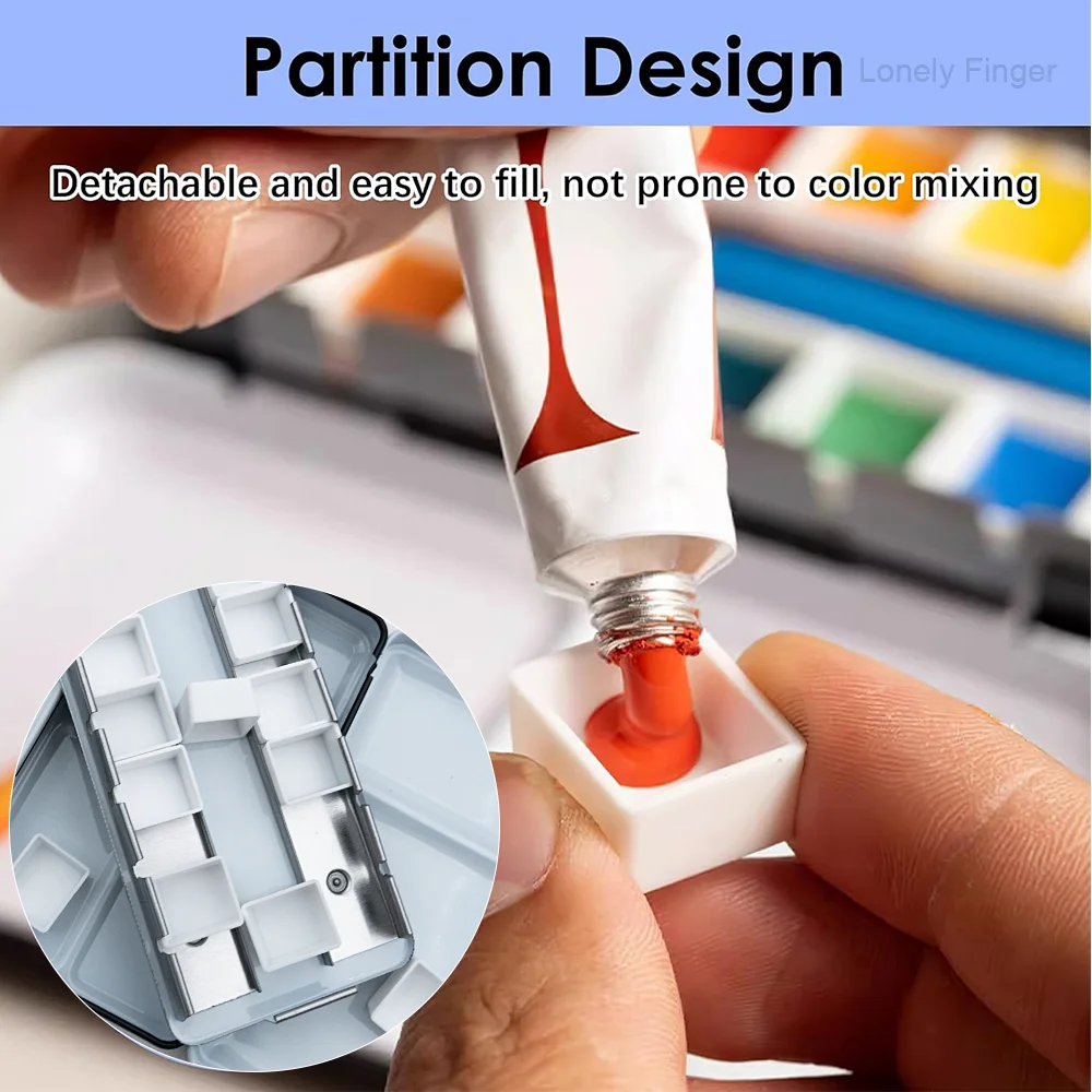 빈 14개 하프 팬 수채화 물감 여행용 틴 팔레트, 아티스트용 하프 팬, DIY 수채화 오일 또는 아크릴 페인팅용 A