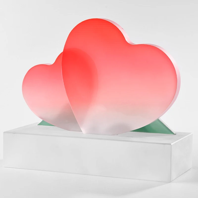 Customized Creative Love Matte Five pointed Star Crystal Trophy, Enterprise Award Annual Meeting Team Souvenir, Honor Medal, 1Pc