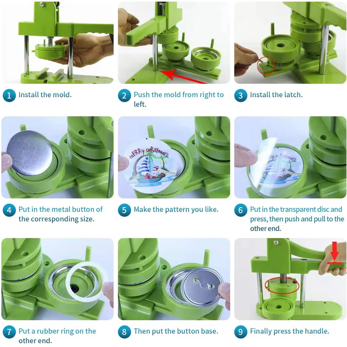 Badge Pin Button Maker Machine DIY Badges Set 25MM-58MM Button Punch Press Maker Machine with 100 Pcs Parts + Circle Cutter badge maker button maker machine