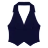 Women's Vests Halter Neck Office Ladies Crop Tops V-Neck Formal Elegant OL Waistcoat Suits Vest Business Work Wear Mujer 6