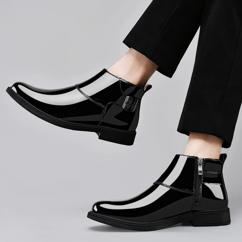saferido Men Formal Ankle Boots Business Casual High Quality Men Dress Office Chelsea Boots Male Slip-On Oxfords Luxury Designer Shoes