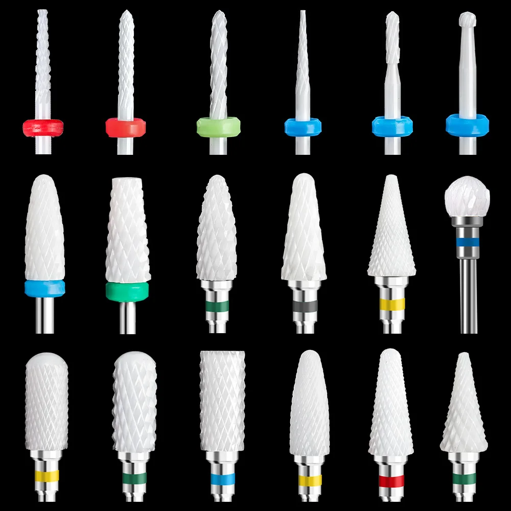 Ceramic Carbide Nail Drill Bit Nail Cutter Rotate Burr Milling Bits Electric Drill Machine For Manicure Pedicure Tools nail drill bit