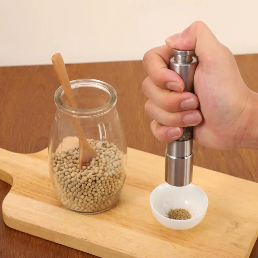 Stainless Steel Salt And Pepper Grinder Pepper Grinder Refillable Thumb One-Touch Pump Button