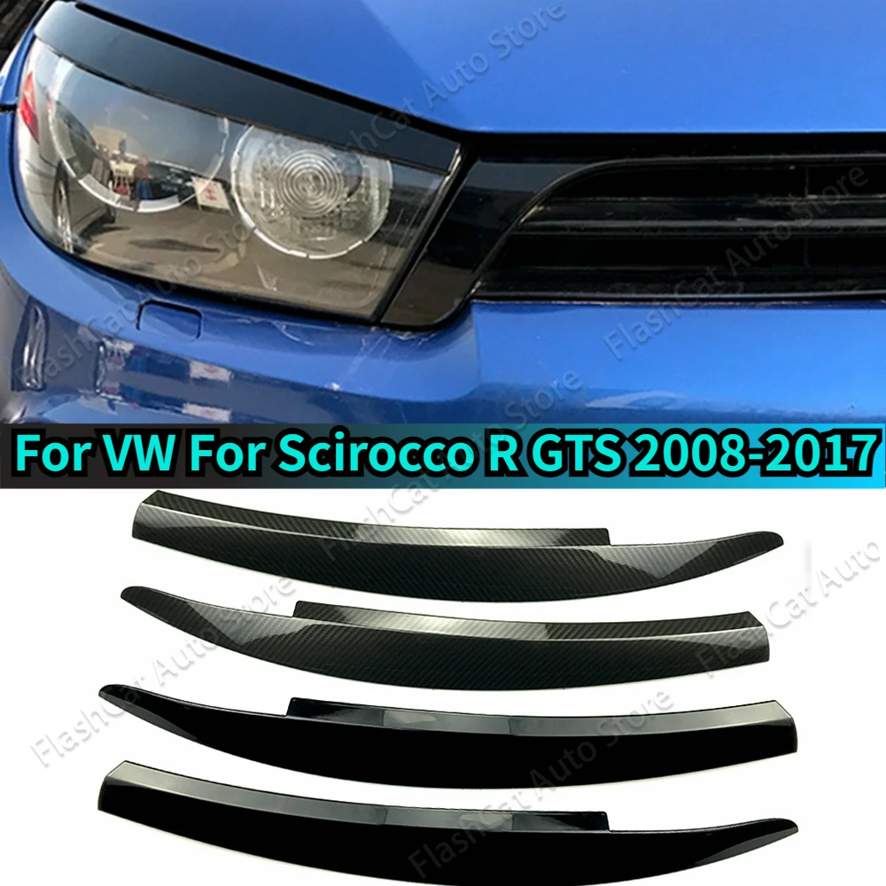 

Для Фольксвагена Scirocco R GTS 2008-2017, черный/углеродное волокно, вид передней фары, веко, подводка для бровей, наклейка, крышка, комплекты тела