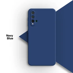 Shockproof Liquid Silicone Square Back Cover with Camera Protection for Huawei Nova 5 (Navy Blue)