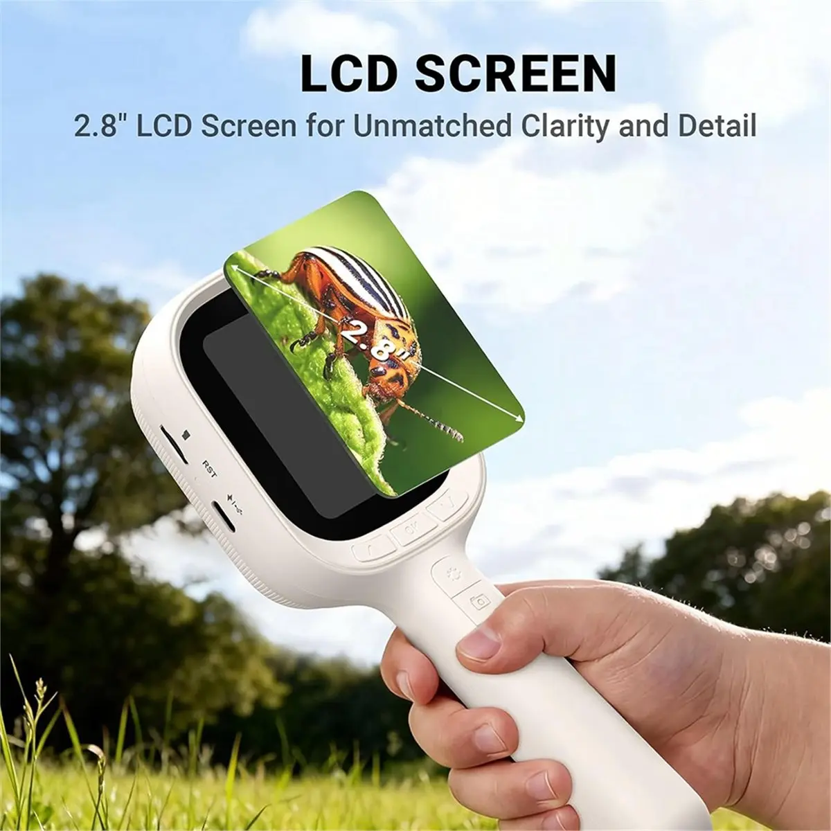 A72U 자동 초점 휴대용 디지털 현미경, 2.8인치 IPS 화면 LED 조명 확대경, Mac/Windows용 휴대용 돋보기
