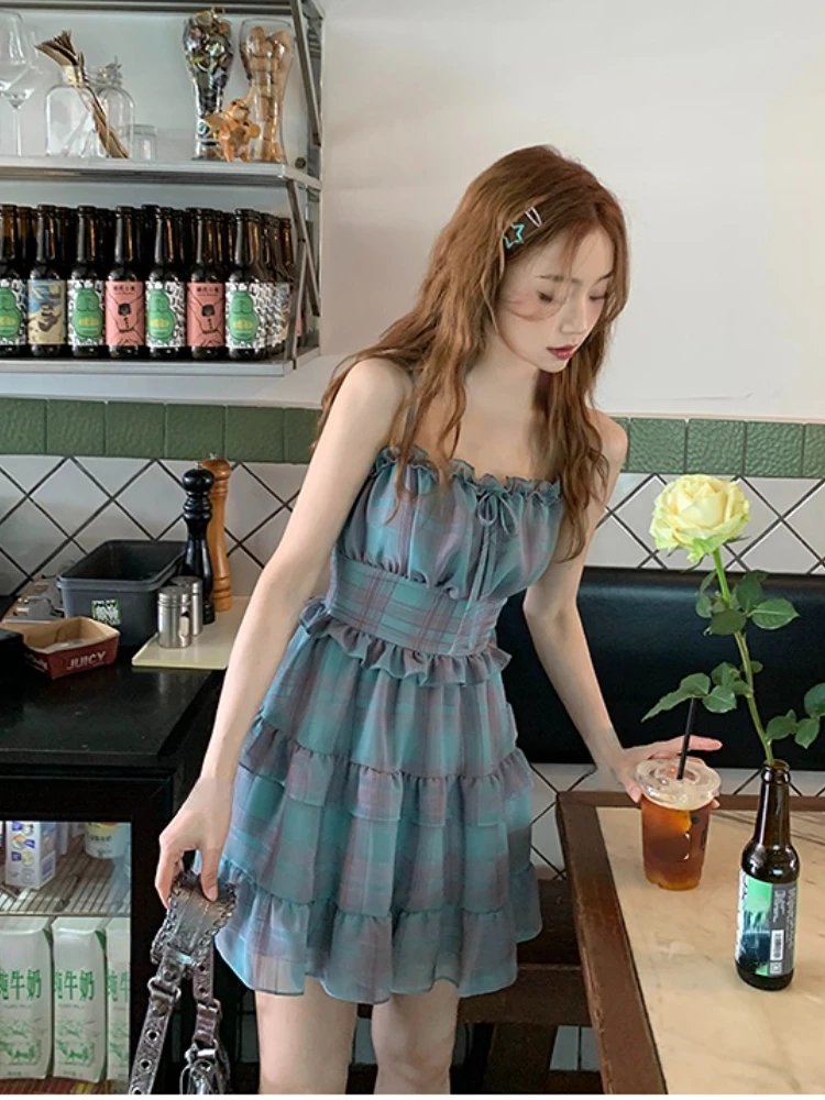 Mini abi estivi Lola Kawaii da donna con maniche volanti, dolce e carino giapponese, abo da festa da fata increspato in stile coreano femminile  200000345