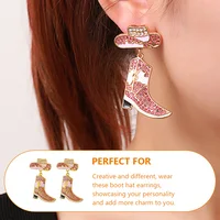 2024 New Metal Cowboy Earrings Boot Hat Pendant For Women Fashion Holiday Party Pink Jewelry Ear Accessory Gifts Wholesale Decor 2