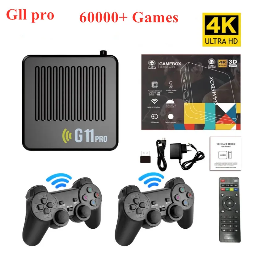 Nuova Console Per Videogiochi Retrò G11 Pro 256G 60000 + Giochi Dual System Wireless 4K Hd Android 9.0 Tv Game Box Per Ps1/Psp Kids Gift