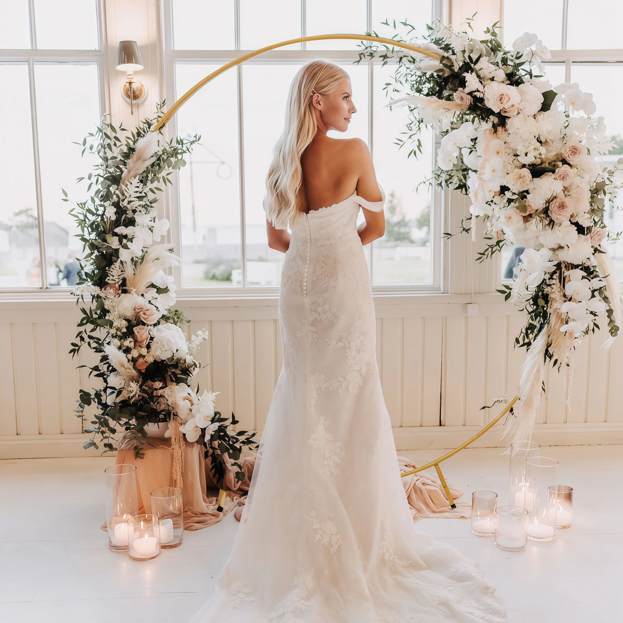 Metal Circle Stand Wedding Arche Round Balloon Arch Flower Gold Background Arch DIY Frame Birthday Party Baby Shower Decoration