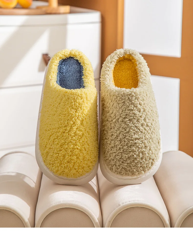 Comwarm Winter Warme Hausschuhe Für Frauen Männer Hause Flauschigen Pelzigen Hausschuhe Neue Mode Weiche Plüsch Plattform Nicht Slip Schlafzimmer Rutschen – Detail 9