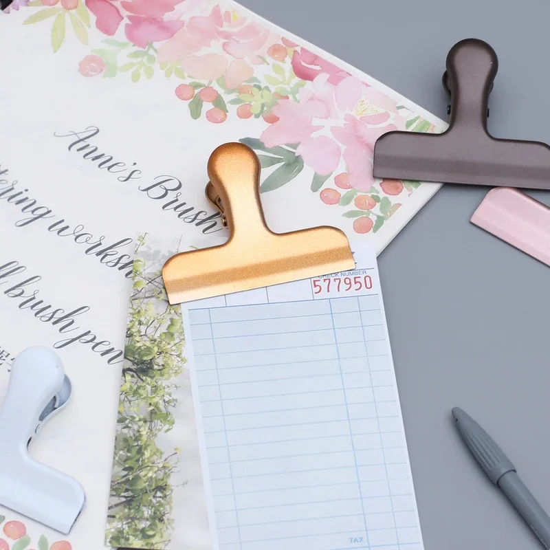 Fromthenon 빈티지 바인더 클립 금속 플래너 클립 핑크 레드 골드 컬러 클램프 사무실 장식 용품 학교 문구