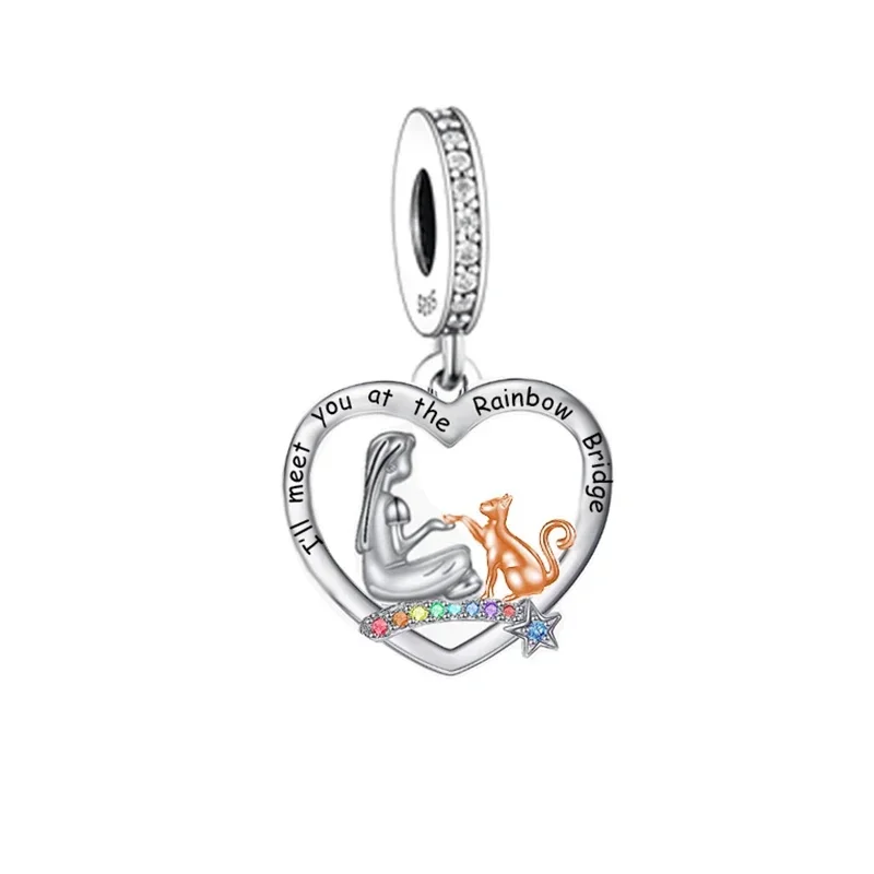 여성용 오리지널 팬 참 팔찌,  레인보우 브릿지, 소녀 개 고양이 구슬, 기념 버로크 2023 만들기에 적합