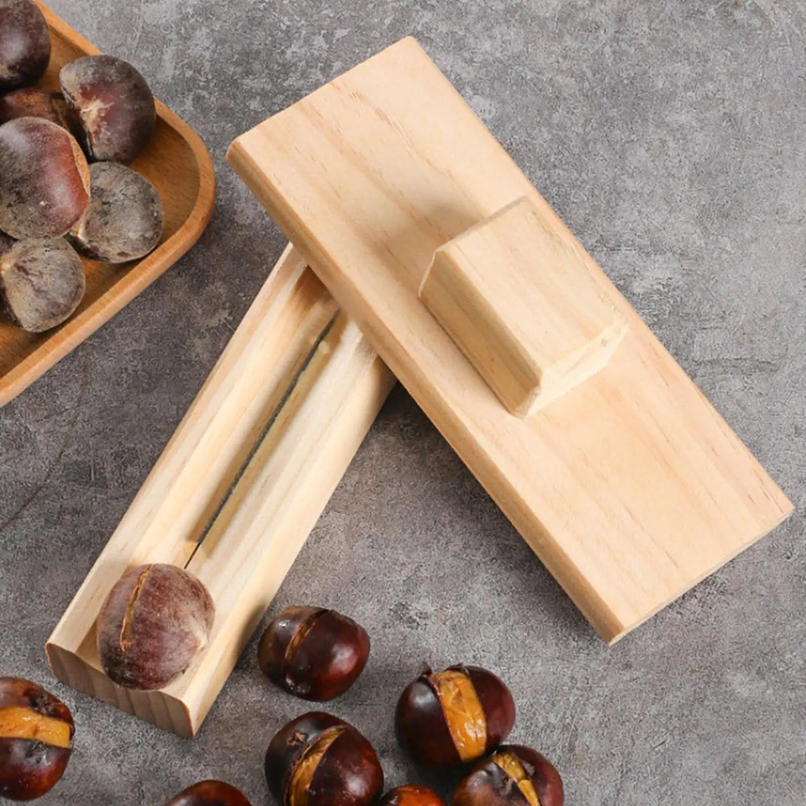 new Chestnut Can Opener, Solid Wood Peeler, Raw Chestnut, Lotus Seed Machine, Household Cross Shaped Chestnut Opener Tools