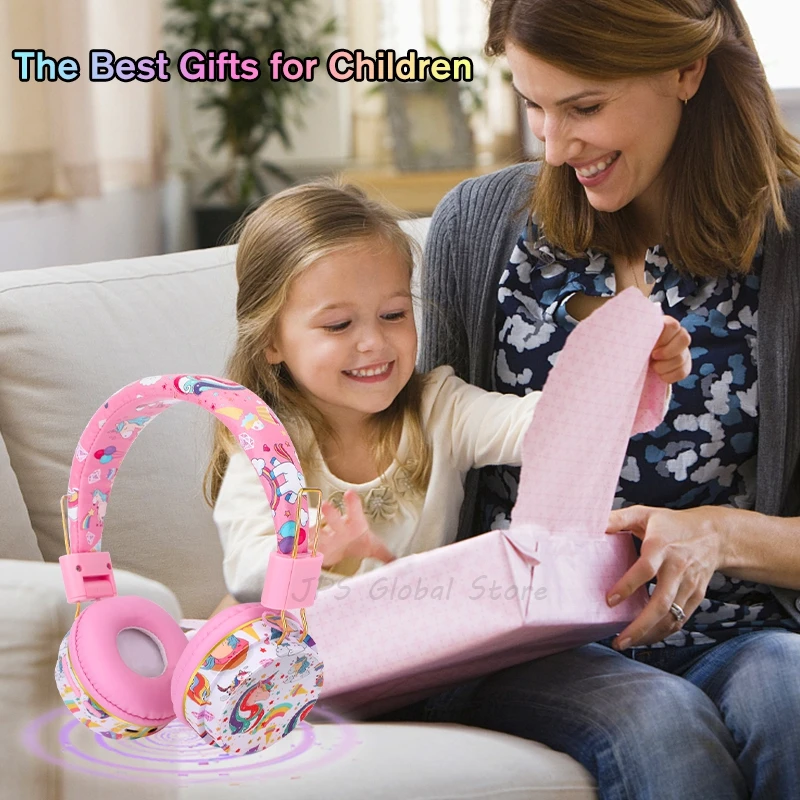 Fone de Ouvido Via Bluetoothfones de Ouvido sem Fio com Microfone Arco-íris Unicórnio Crianças Meninas Estéreo Música Capacete Fone de Ouvido Gamer tf Cartão para o Telefone das Crianças - Image 4