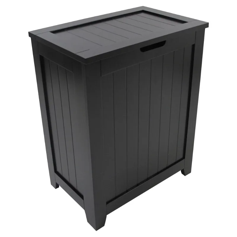 

Redmon Contemporary Country Collection Plastic Laundry Hamper, Black