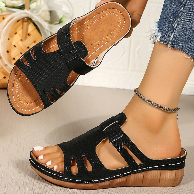 Women's Sandals Wedges Shoes Woman Summer Sandals 2025 New Gladiator Sandalias De Mujer Low Heels Summer Shoes Women Slippers