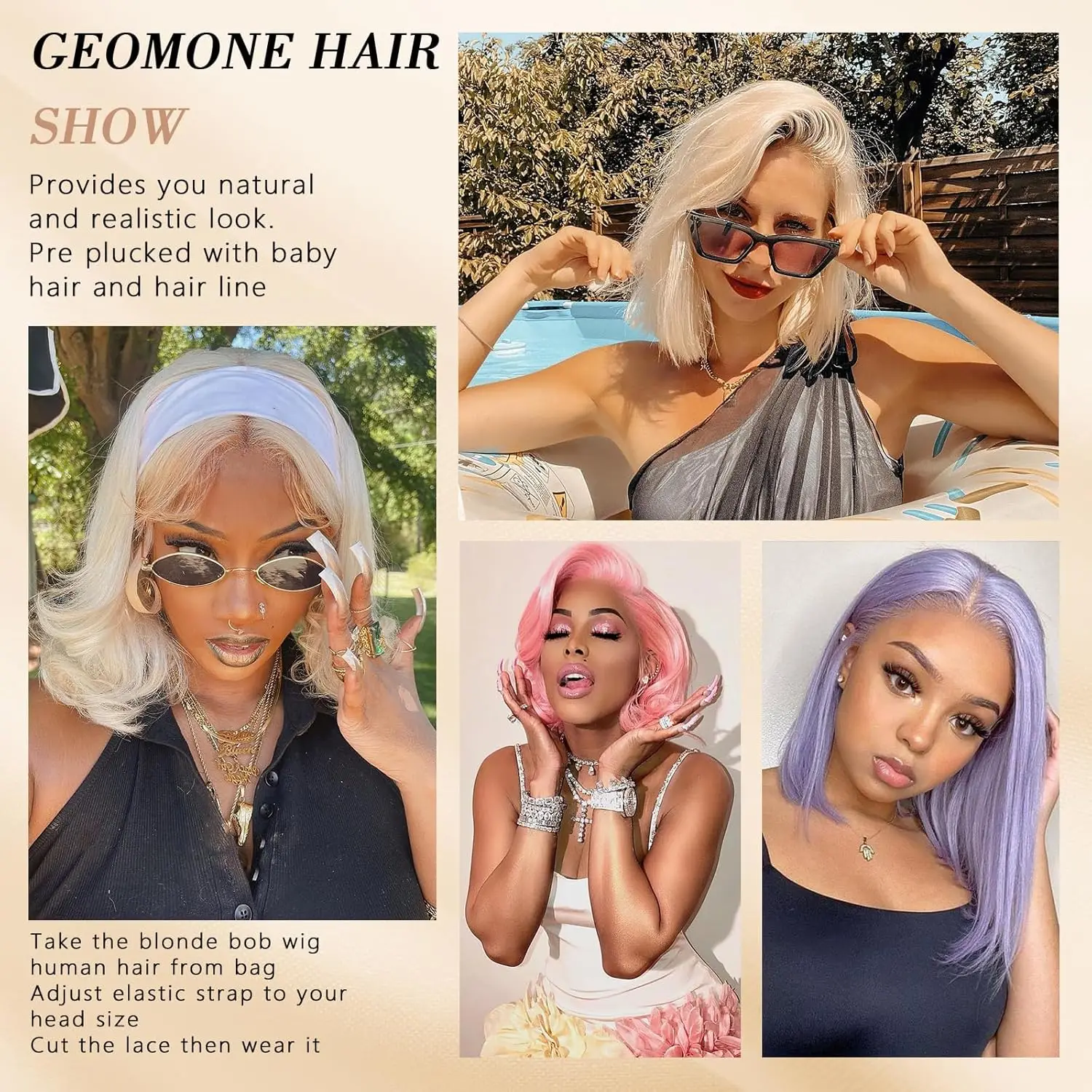 200% Density 613 Blonde Bob Wig 13x4 Lace Front Wig Human Hair Pre-Plucked Brazilian Straight Short Bob Wig Women Pre-Plucked