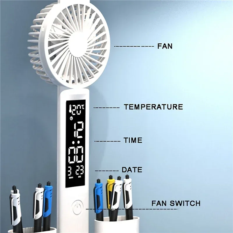 4 Head LED Desk Lamp Temperature Time Week Intelligent Display Foldable Eye Protection Reading Night Light with Pen Holder