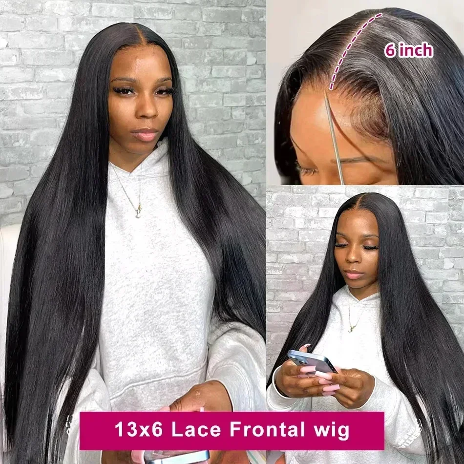 250 Density Human Hair 13x4 Bone Straight HD Lace Front Wig 30 40 Inch 13x6 Lace Frontal Wigs 5x5 Glueless Clourse Wear Go Black 5