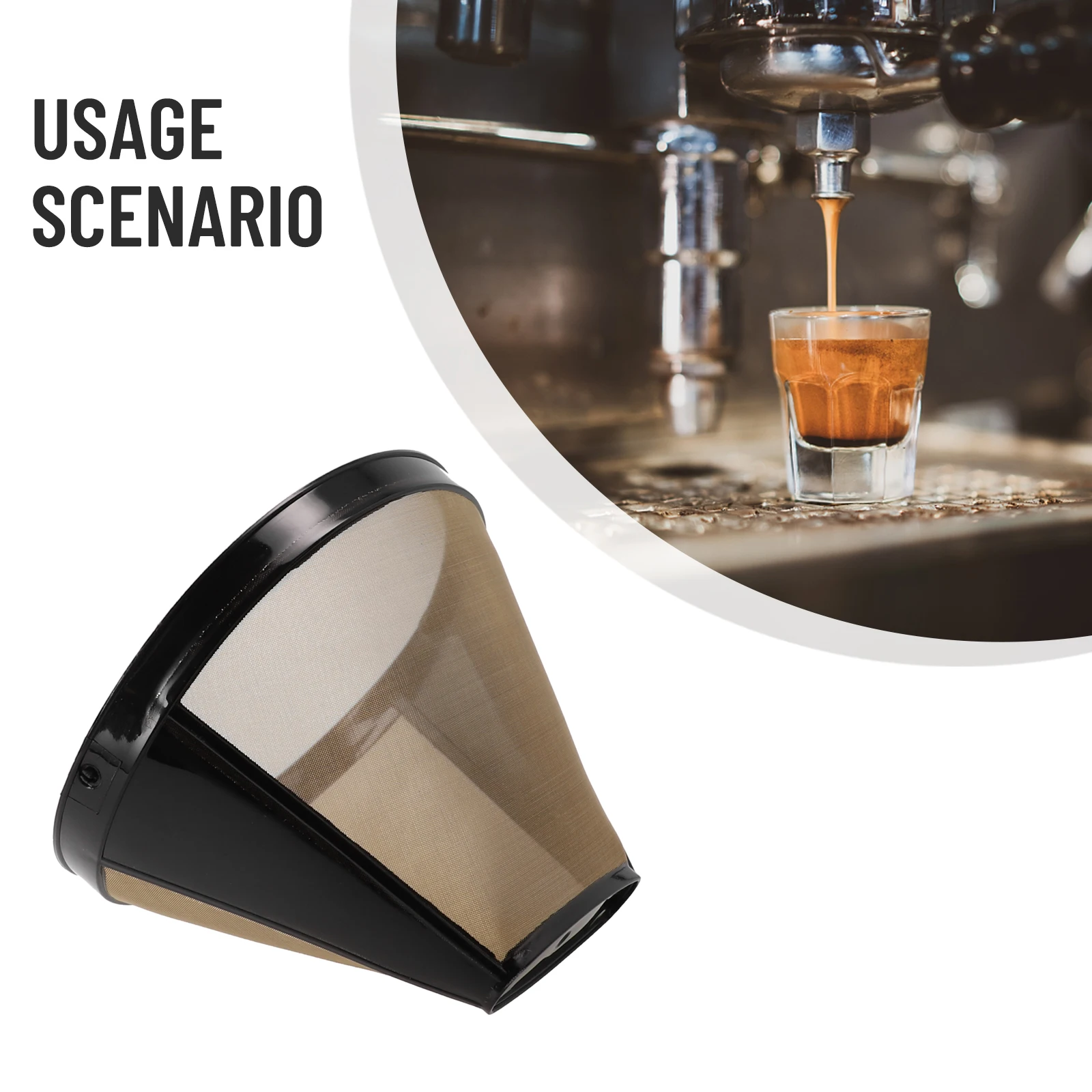 

Reusable Cone Style Coffee Filter Basket Handle Stainless Steel Mesh Replacement Permanent For Machines Brewer Coffee Bar Maker