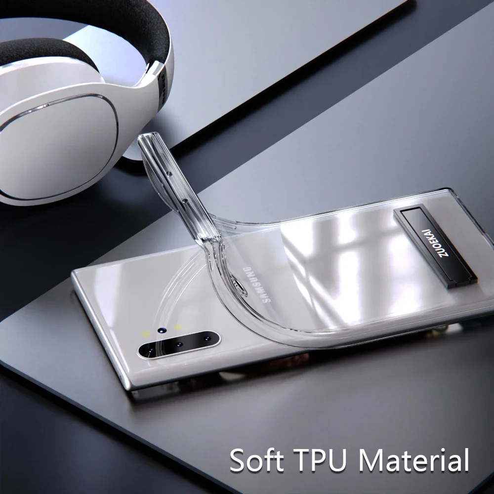 Shockproof Soft Clear Silicone Case with Kickstand - Thin Transparent Protective Cover