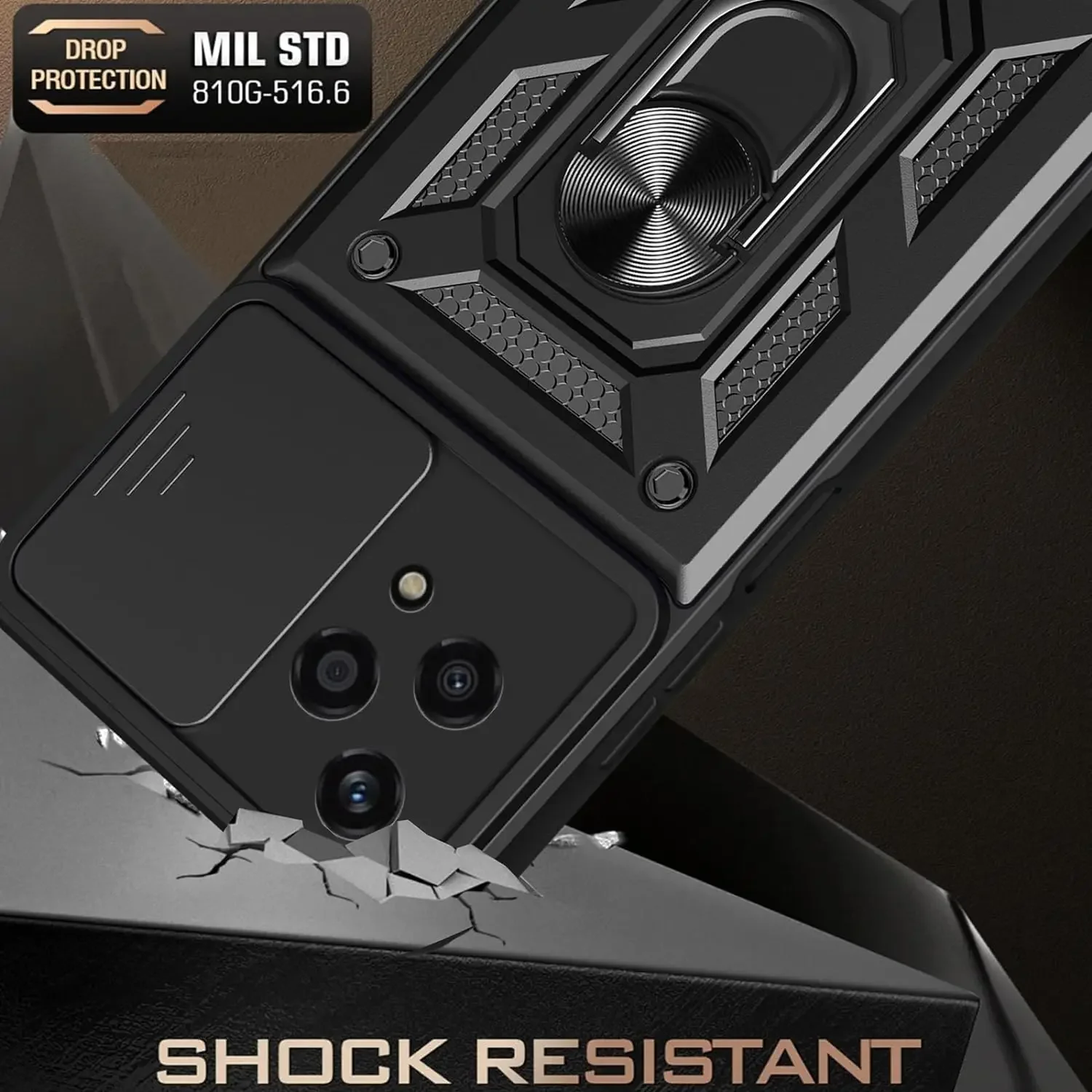 Enhanced Armor Case with Lens Protection and Magnetic Ring Holder