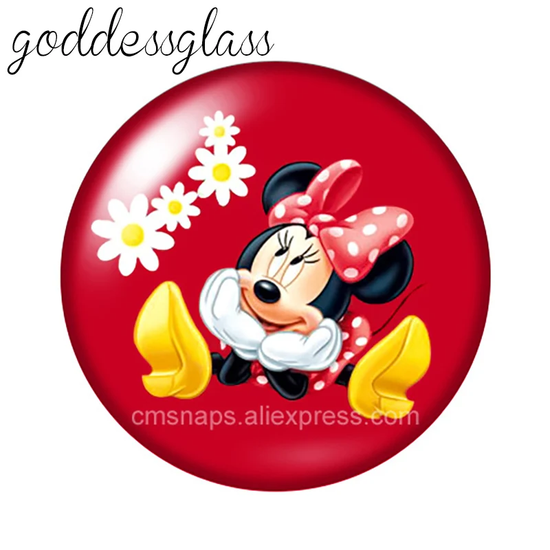 Fashion Jewelry Leather Bracelet Silicone Bracelet Fashion Bracelet Stainless Steel Bracelet Disney cute Minnie Mouse Girls Gift 10pcs 12mm/18mm/20mm/25mm Round photo glass cabochon flat back Making findings for bracelets