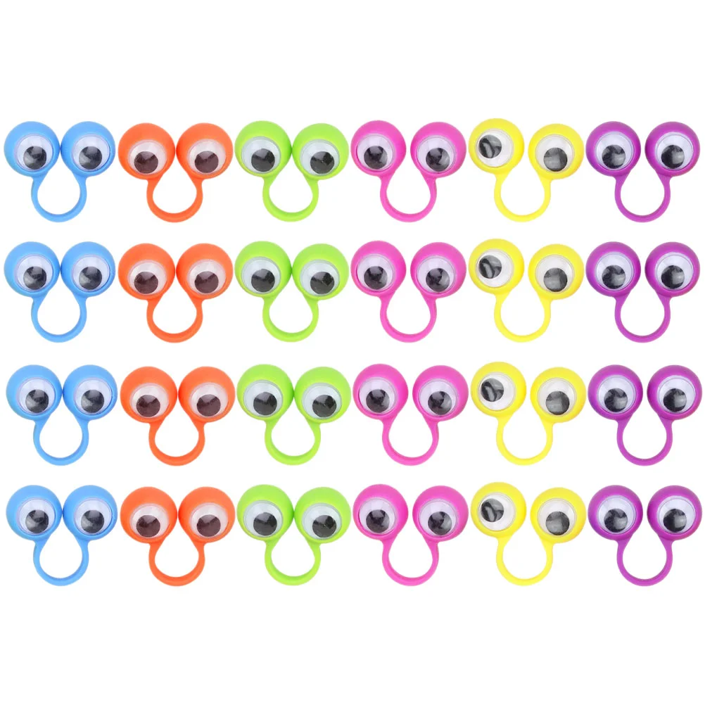 24Pcs Eye Finger Puppets Eyeball Rings Kids Toy Plastic Puppet Party Favor Educational Play Set Improves Bonding Creativity